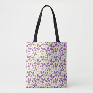 Bolsa Tote Padrão Floral Roxo Escuro   Estética Sem Costuras
