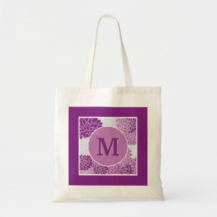 Bolsa Tote Padrão Floral Roxo Escuro Monogramado