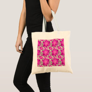 Bolsa Tote Padrão Floral Seamless Rosa Quente
