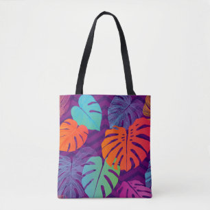 Bolsa Tote Padrão floral sem costura da Monstera del Tropica