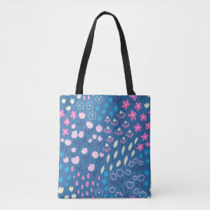 Bolsa Tote Padrão Floral sem costura de Vetor Cento
