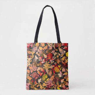 Bolsa Tote Padrão floral sem costura desenhado à mão