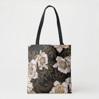 Bolsa Tote Padrão floral sem soldadura. Farinhas de jardim e