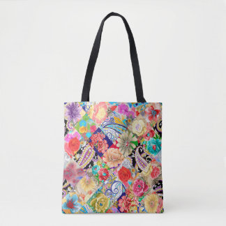 Bolsa Tote Padrão Floral Tropical