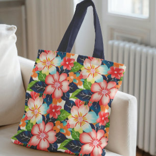 Bolsa Tote Padrão Floral Tropical Vibrante