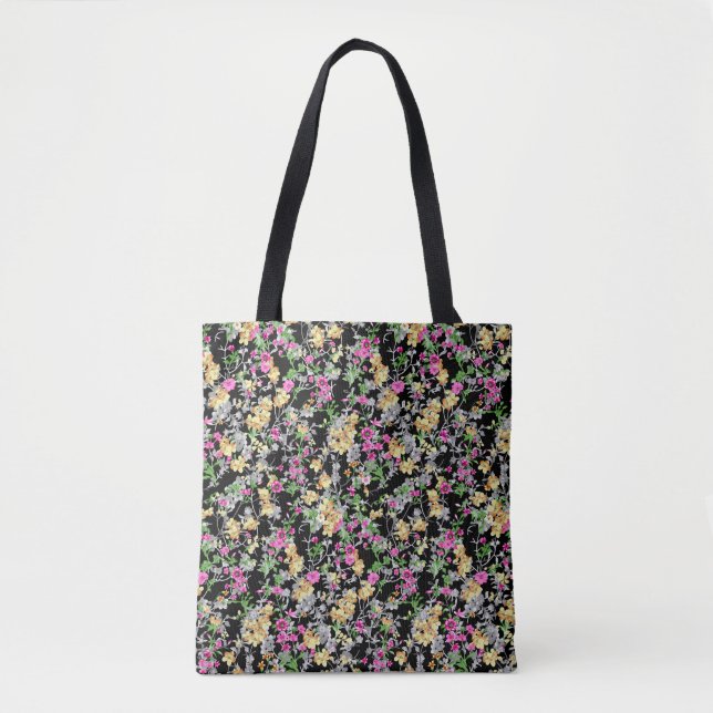 Bolsa Tote padrão floral uniforme de aquarela (Frente)