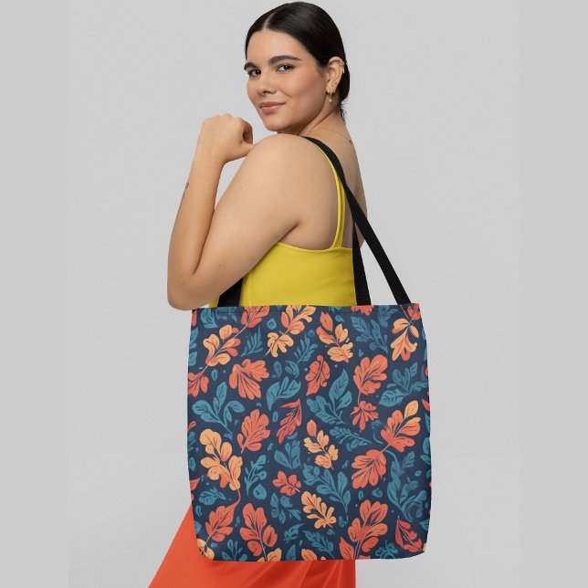 Bolsa Tote padrão floral uniforme Folhas de outono vibrantes (Criador carregado)