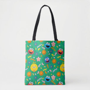 Bolsa Tote Padrão Floral Verde da Rua Sésamo