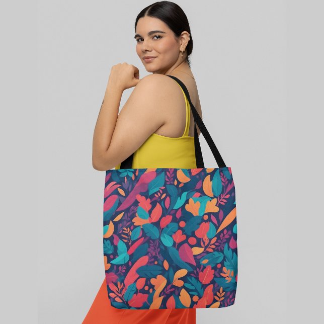 Bolsa Tote Padrão floral vibrante (Criador carregado)