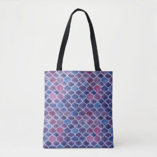 Bolsa Tote Padrão Floral Violet Violet Watercolor