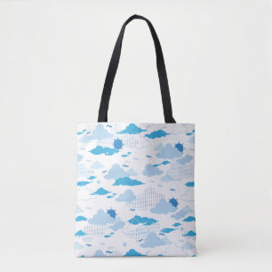 Bolsa Tote Padrão Fluffy Cloud Sunny White Sky