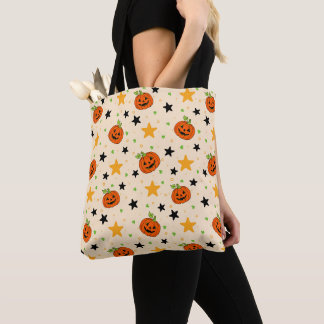 Bolsa Tote Padrão Fofo de Abóbora de Halloween