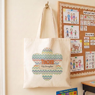 Bolsa Tote Padrão Fofo de Agradecimento aos Professores Retrô