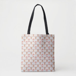 Bolsa Tote Padrão Fofo de Papai Noel e Rena