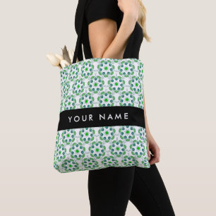 Bolsa Tote Padrão Folha, Folhas Verdes, Seu Nome