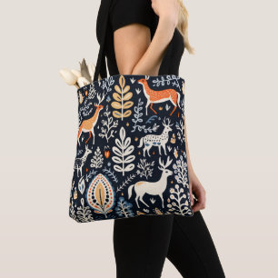 Bolsa Tote Padrão Folk de Animais