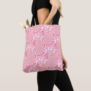 Bolsa Tote Padrão Fractal Rosa e Coral Legal