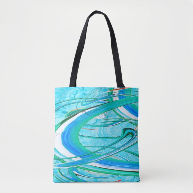 Bolsa Tote Padrão Fratural Abstrato azul brilhante luminoso (Frente)