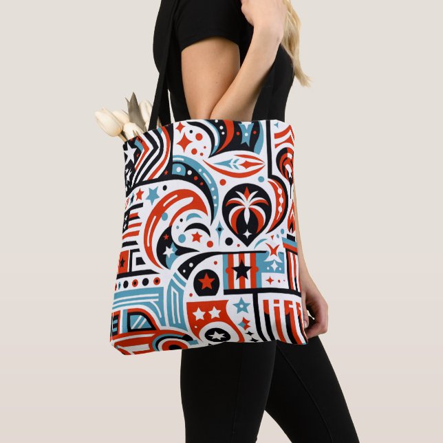 Bolsa Tote Padrão Generativo de 4 de Julho (Close Up)