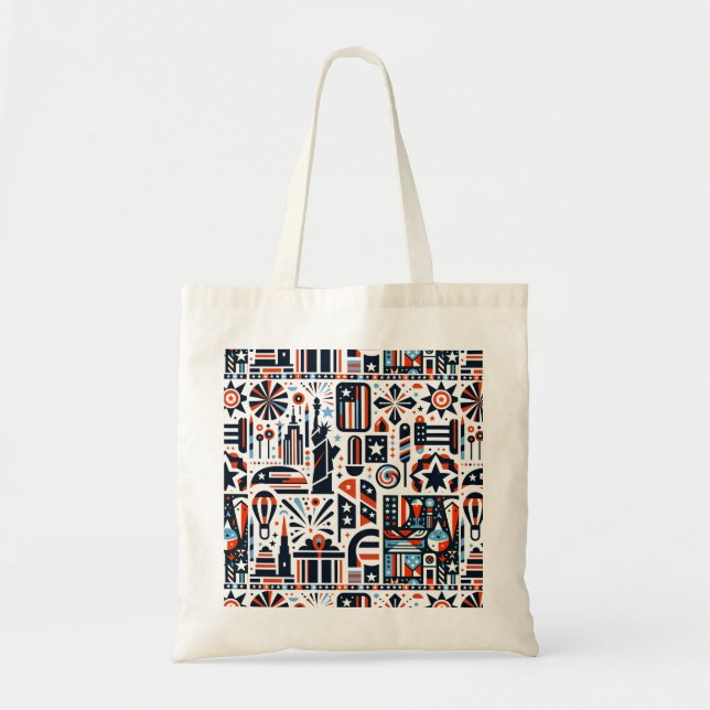 Bolsa Tote Padrão Generativo de 4 de Julho (Frente)