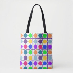 Bolsa Tote Padrão Geométrico Abstrato Vibrante em Cores Inten