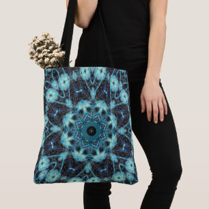 Bolsa Tote Padrão Geométrico Azul com Brilho Radiante