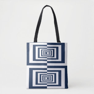 Bolsa Tote Padrão Geométrico Azul Moderno
