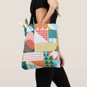 Bolsa Tote Padrão Geométrico Bauhaus Mosaico Scandi