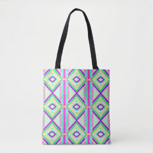 Bolsa Tote Padrão Geométrico Boho Colorido