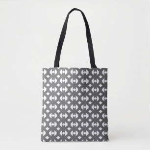 Bolsa Tote Padrão Geométrico Cinza e Branco