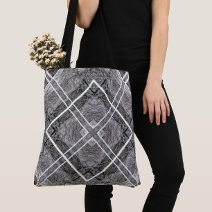 Bolsa Tote Padrão Geométrico com Árvores de Inverno Nevadas