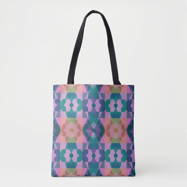 Bolsa Tote Padrão Geométrico da Flor (Frente)