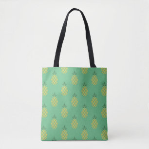 Bolsa Tote Padrão Geométrico de Abacaxi no Verde