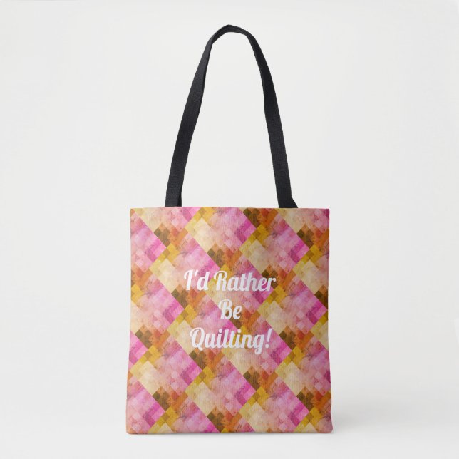 Bolsa Tote Padrão Geométrico de Aquarela Rosa Personalizado (Frente)