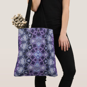 Bolsa Tote Padrão Geométrico de Caleidoscópio Roxo e Azul