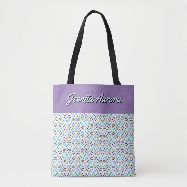 Bolsa Tote Padrão Geométrico de Chevron Zigzag Mosaico Sem Co (Frente)
