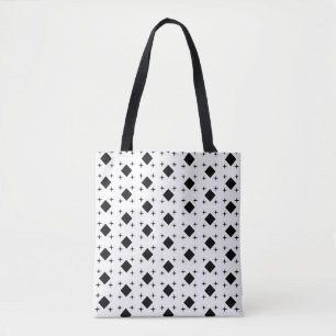 Bolsa Tote Padrão Geométrico de Diamante Preto & Estrelas em 