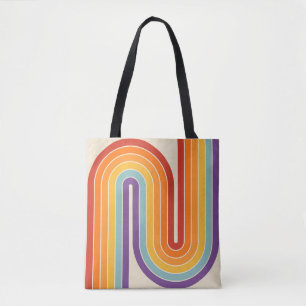 Bolsa Tote Padrão Geométrico de Listras Arqueadas no Estilo R
