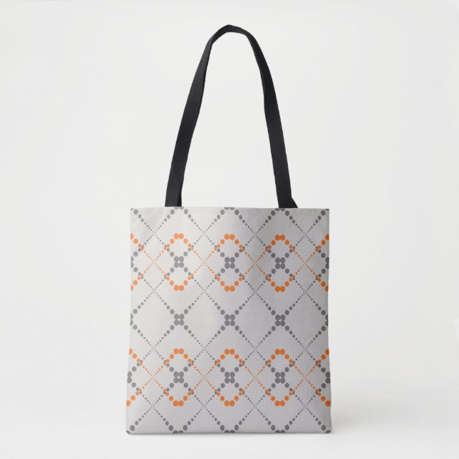 Bolsa Tote Padrão geométrico de zag com pontos retrorados (Frente)