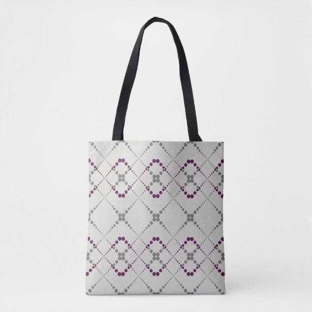Bolsa Tote Padrão geométrico de zag com pontos retrorados (Frente)