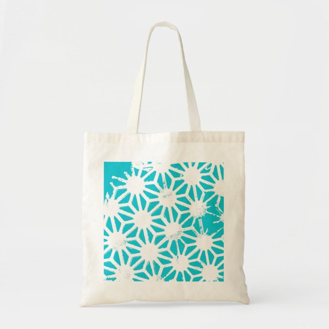 Bolsa Tote Padrão geométrico do Aqua (Frente)