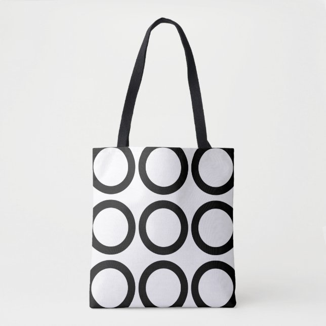 Bolsa Tote Padrão Geométrico do Círculo Negro e Branco (Frente)