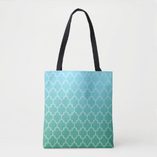 Bolsa Tote Padrão Geométrico do Teal e do Abstrato Branco