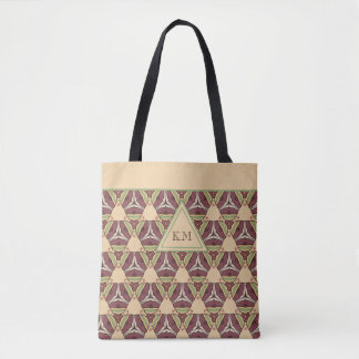 Bolsa Tote Padrão Geométrico do Triângulo Burgundy do Monogra