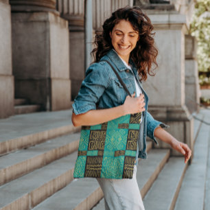 Bolsa Tote Padrão Geométrico Elegante Africano Tribal