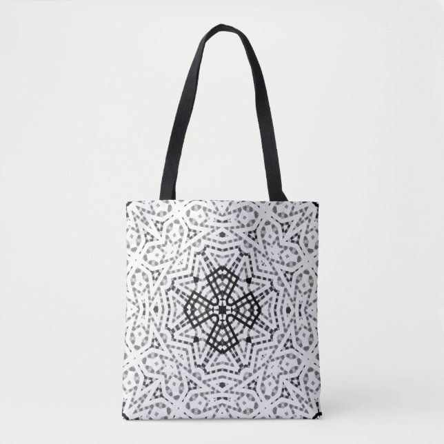 Bolsa Tote Padrão geométrico Elsa, branco e preto, da abertur (Frente)