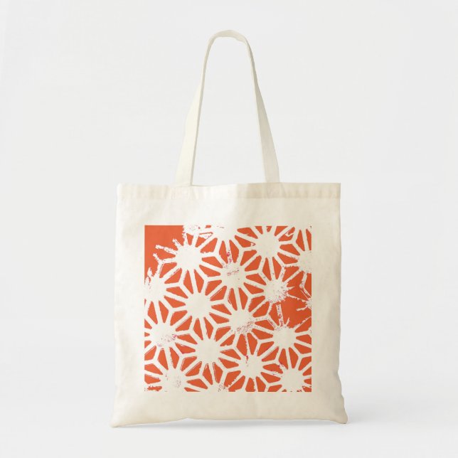 Bolsa Tote Padrão geométrico em laranja e branco (Frente)