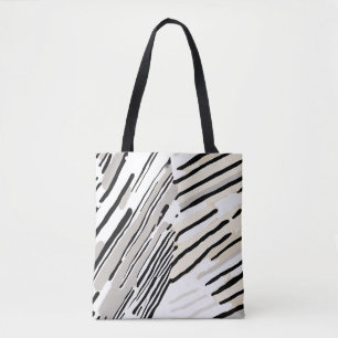 Bolsa Tote Padrão geométrico em preto, branco e Cinza