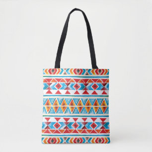 Bolsa Tote Padrão geométrico étnico da aquarela.