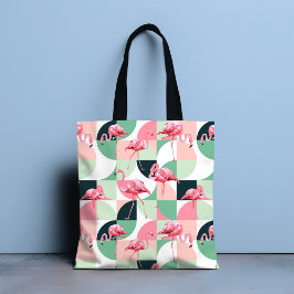 Bolsa Tote Padrão Geométrico Girly Chic do Flamingo Cor-de-Ro